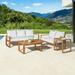 Alaterre Furniture Grafton Eucalyptus Wood 4-Piece Outdoor Conversation Set