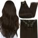 Full Shine Dark Brown Clip in Hair Extensions 7Pcs Real Hair Clip in Extensions Human Hair Extensions Clip Remy Human Hair 16â€�