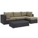 Modern Contemporary Urban Design Outdoor Patio Balcony Five PCS Sectional Sofa Set Brown Rattan