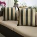 Set of 2 Green and Beige Berenson Tuxedo Sunbrella Outdoor Square Pillows 18