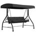 Flash Furniture 3-Seat Outdoor Steel Converting Patio Swing Canopy Hammock with Cushions / Outdoor Swing Bed (Black)