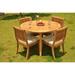 Teak Dining Set: 4 Seater 5 Pc: 48 Round Table And 4 Arbor Armless Chairs Outdoor Patio Grade-A Teak Wood WholesaleTeak #WMDSAB34