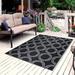Playa Rug Reversible Indoor/Outdoor 100% Recycled Plastic Floor Mat/Rug - Weather Water Stain Fade and UV Resistant - Mykonos- Black & Gray (5 x7 )