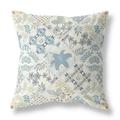 HomeRoots 413971 28 in. Patch Indoor & Outdoor Throw Pillow White & Light Blue