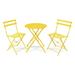 Avel 3 Piece Patio Foldable Furniture Set â€“ 2 Chair With a Sturdy Round Shape Cafe Table - Yellow