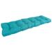 Blazing Needles 55 x 19 in. Tufted Solid Outdoor Spun Polyester Loveseat Cushion Aqua Blue
