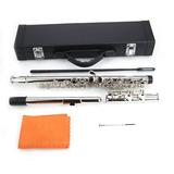 Topcobe Nickel Plated C Closed Hole Concert Band Flute with E Key Silver