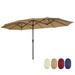 Kmowoo 15x9ft Large Double-Sided Rectangular Outdoor Steel Twin Patio Market Umbrella w/Crank-Taupe