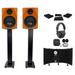 2 Rockville DPM5C 5.25 300w Active Studio Monitors+Stands+Headphones+Mic+Shield