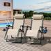 Topcobe Zero Gravity Chair Patio Folding Lawn Lounge Chairs with Pillow & Side Table - Set of 2 Beige