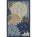 HomeRoots 384817 3 x 4 ft. Blue & Multi Color Large Floral Indoor & Outdoor Area Rug