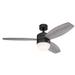 Westinghouse Lighting 48 in. Drake 3-Blade Gun Metal Indoor Ceiling Fan & Dimmable LED Light Fixture with Opal Frosted Glass & Remote Control Included Weathered Oak