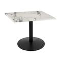 Holland Bar Stool 30 in. Tall OD214 Indoor & Outdoor All-Season Table with 30 x 30 in. Square White Marble Top