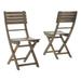 Vicaro Outdoor Acacia Wood Foldable Dining Chairs Set of 2 Grey Finish