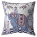 HomeRoots 412794 18 in. Ornate Elephant Indoor & Outdoor Zippered Throw Pillow Blue & Purple