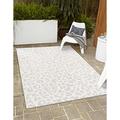 Unique Loom Leopard Indoor/Outdoor Safari Rug Ivory Gray 4 1 x 6 1 Rectangle Animal Print Contemporary Perfect For Patio Deck Garage Entryway