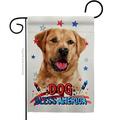 Breeze Decor Patriotic Golden Labrador Retriever Animals Dog 13 x 18.5 in. Double-Sided Decorative Vertical Garden Flags for House Decoration Banner Yard Gift