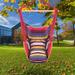 Hanging Rope Chair with 2 Pillows Hammock Chair Porch Swing Seat Large Hammock Stripe Chair Swing Cotton Rope Porch Chair for Indoor Outdoor Garden Patio Porch Yard Rainbow