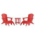 WestinTrends Dylan Outdoor Lounge Chairs Set of 2 5 Pieces Seashell Adirondack Chairs with Ottoman and Side Table All Weather Poly Lumber Outdoor Patio Chairs Furniture Set Red