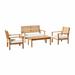 Alaterre Furniture Orwell Outdoor Acacia Wood 4-Piece Conversation Set