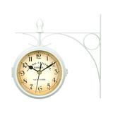 European Style Clock Iron Wall Clock Double-Sided Clock Quiet Vintage Clock Battery Powered Wall Clock Easy to Use Decorative Clock for Home Living Room Bedroom