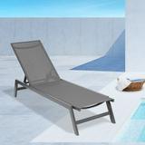Segmart Outdoor Lounge Lounge Chair Adjustable 5-Position Recliner with Sunbathing Textilence Folding Aluminum Patio Lounge Chair Outdoor Recliners for Beach Pool and Yard SS2373