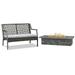 Home Square 2 Piece Set with Large Propane Fire Table Aluminum Patio Loveseat