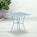 Emma + Oliver Commercial Grade 28 Square Sky Blue Indoor-Outdoor Steel Patio Table