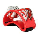 CACAGOO Percussion Foot Tambourine with 4 Pairs of Stainless Steel Jingles & Elastic Strap Percussion Musical Instrument for Cajon Accompaniment