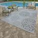 Paseo 8 x 10 Gray Medallion Outdoor Rug