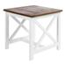 Noble House Cassara Acacia Wood Outdoor End Table with White Frame in Dark Oak