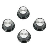 Guitar 2 Tone 2 Volume Control Knobs Silver Top Hat Bell For Gibson Les Paul SG