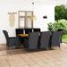 ametoys 9 Piece Patio Dining Set with Cushions Poly Rattan Dark Gray