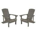 Home Square 2 Piece All-weather Faux Wood Adirondack Chair Set In Gray