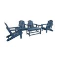 7-Piece Outdoor Patio Adirondack Chair and Coffee Table Conversation Set Navy Blue