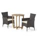 Noble House Ellie 3 Piece Outdoor Acacia Wood and Wicker Bistro Set in Teak