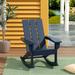 WestinTrends Ashore Patio Rocking Chair All Weather Poly Lumber Plank Adirondack Rocker Chair Modern Farmhouse Outdoor Rocking Chairs for Porch Garden Backyard and Indoor Navy Blue