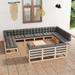 vidaXL 14 Piece Patio Lounge Set with Cushions Solid Wood Pine