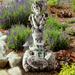 Pure Garden Outdoor Water Fountain With LED Lights Lighted Cherub Angel Fountain With Antique Stone Design for Decor on Patio Lawn and Garden