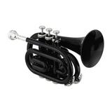 Tomshoo Pocket Trumpet Bb Flat Brass Material Wind Instrument with Mouthpiece Gloves Cleaning Cloth Carrying Case