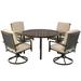 Patiojoy 5PCS Patio Rattan Dining Set with Soft Cushions 4 Swivel Chairs with Dining Table for Poolside&Garden Beige