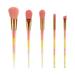 5pcs in 1 Set Pink Hair Makeup Brushes Portable Cosmetic Brushes Yellow Crystal Scatter Cone Shape Brushes Transparent Handle Mak