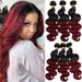 Ombre Brazilian Hair Body Wave (T1B/99J 12 14 16 ) Ombre Human Hair 3 Bundles Ombre Brazilian Human Hair 100% Unprocessed Virgin Remy Hair Bundles 2 Tone Black to Burgundy Human Hair Weave