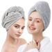 Microfiber Hair Towel Wrap Ultra Absorbent Fast Drying Hair Turban Soft No Frizz Hair Wrap Towels for Women Wet Hair Curly Longer Thicker Hair 2 Packs