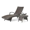 Stratford Outdoor Wicker Adjustable Chaise Lounge With Arms With Table