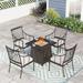 Sophia&William 5-Piece Outdoor Patio Dining Set Metal Padded Chairs and Fire Pit Table