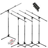 Microphone Boom Stand with Telescopic Arm (Pack of 5) by Griffin Adjustable Holder Mount For Studio Recording Accessories Singing Vocal Karaoke Live Stage DJ Mic Clip Adapter Tripod Folding Legs