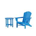 WestinTrends Dylan Adirondack Chair with Side Table All Weather Poly Lumber Outdoor Seating Patio Conversation Bistro Set Seashell Curved Slat Backrest Pacific Blue