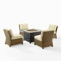 Crosley Furniture Bradenton 5-PC Wicker / Rattan Patio Conversation Set in Brown