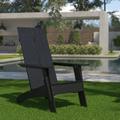 Emma + Oliver Black Modern Dual Slat Back Indoor/Outdoor Adirondack Style Patio Chair